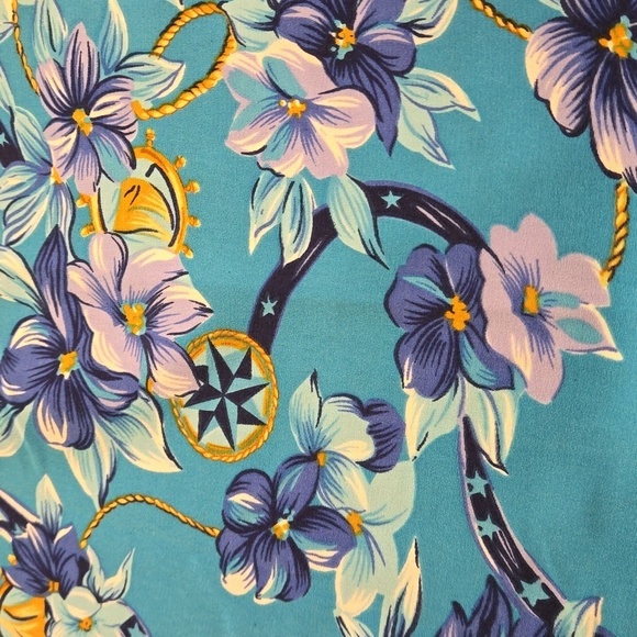 Vintage Koret Tropical Blue Floral Maxi Skirt with Flare Woman Size 20W - Picture 7 of 7